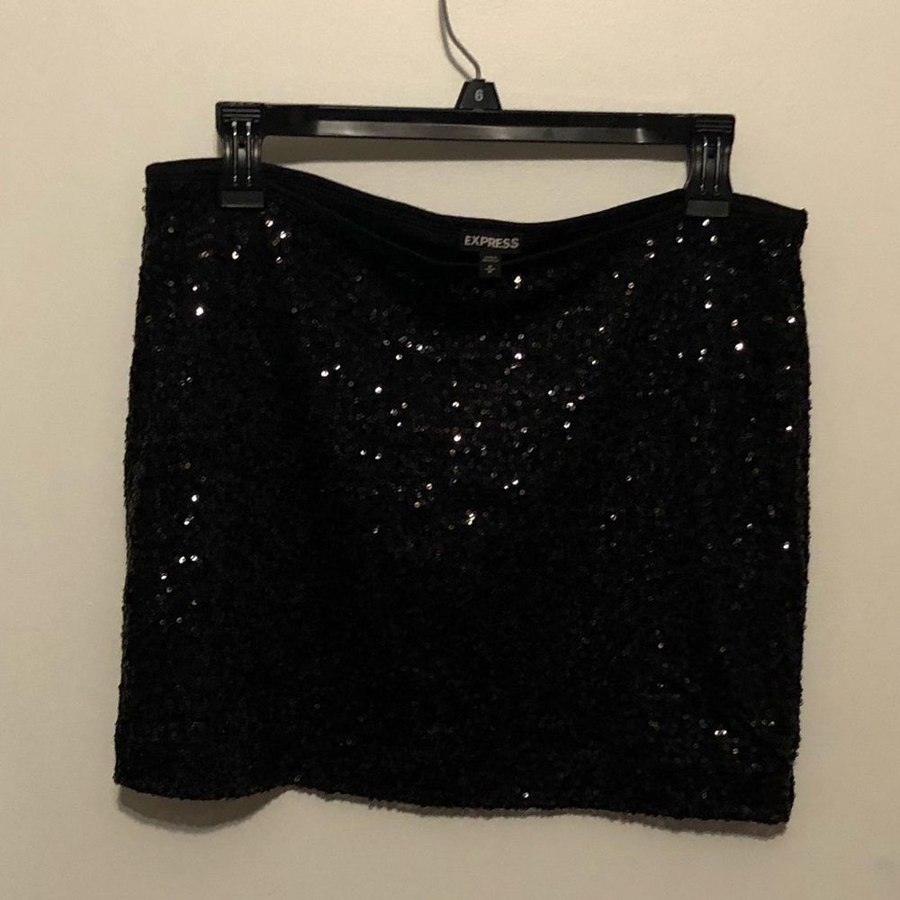 Black Sequins Mini Skirt